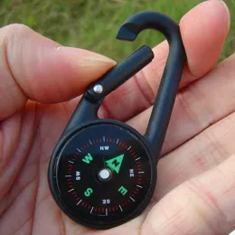 Kompass Multifunktional intelligentes Wandermetallplastik -Karabiner Mini -Kompass -Thermometer -Schlüsselbund (zufällige Farbe)