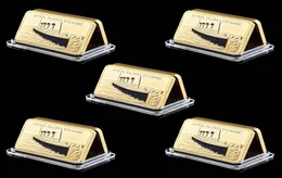 5 pezzi non magnetico quadrato 24k oro oro titanic artigianato souvenir moneta commemorativa di bullion bar regali regalo per casa collezione art 9303403