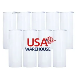 CA USA Warehouse 20oz Vinho 304 Sublimação em branco Blanks Aço inoxidável A vácuo de parede dupla copos magra de sublimação Tumbler 0426