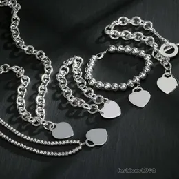 S Sier Love Pendant Necklace Heart Bead Bread Designer Women Women Jewelry Gift
