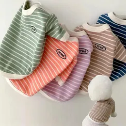 Roupas de cachorro de cachorro listrado Roupas de cachorro mais macias do que camiseta pequena de uma peça de moda de moda da corea para cães gato gato 240423