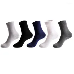 Meias de meias masculinas 5Pairs Pure Cotton Balck Man Long Business Business Rodável Calcetinos de alta qualidade meias