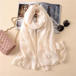 Luxury Brand Women Fashion Scarf Plain Solid Silk Linen Shawls Scarves Summer Lady Bandanas Pashmina Foulard Hijab 180*90Cm 240425