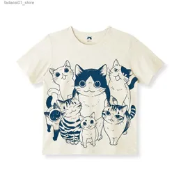 남자 티셔츠 여름 해변 짧은 슬리브 고양이 가족 프린트 더블 사이드 카와이 티셔츠 커플 야외 의류 y2k 탑 노치 애니메이션 Q240426