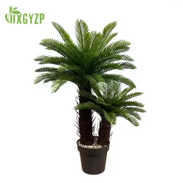 Flores decorativas HXGYZP Coconut Palm Artificial Plant em vaso grande árvore tropical com plástico preto Decoração em casa ao ar livre interna