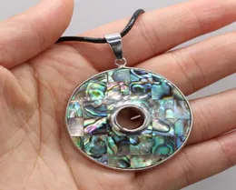 Colar de casca natural com cordão de couro pendente de abalone redondo para mulheres elegantes adoram cadeias de presente românticas4196561