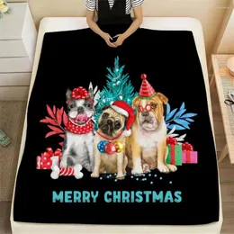 Одеяла праздничный флисовый бросок рождественского стиля фланелевой одеяло с уютным мультфильмом Pet Dog Patter