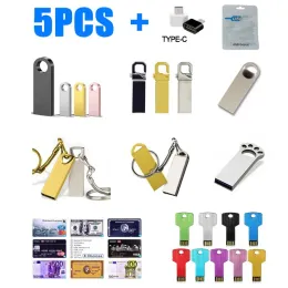 드라이브 5pcs/lot USB 플래시 드라이브 펜 드라이브 64GB 32GB 16GB 8GB PENDRIVE CLIN MINI METAL USB 스틱 1GB 4GB 사용자 정의 선물 메모리 스틱