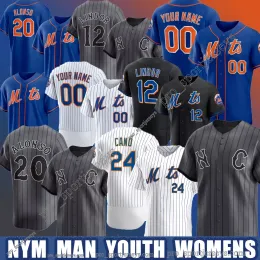 Grafite 2024 Città 12 Francisco Lindor Baseball Custom Mets Pete Alonso Jacob DeGrom Max Scherzer New Yorks Jersey Mike Piazza Starling Marte Jeff McNeil Keith