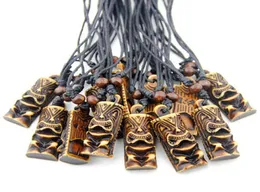 Mode smycken helhet 12st imitation yak ben snidade Nya Zeeland Maori Tiki Totem män hänge halsband amuletter släpp shipp8133893