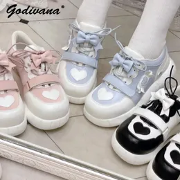 Casual Shoes Lolita Sweet Color Matching Lo Running Round Toe Bowknot Student Sports Leisure Women's Leather
