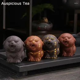 Tea Haustiere kreative lila Sandumriss in Gold Tiger Haustier Figur Dekoration Glück Süße handgefertigte Kunst Teaset Skulptur Kunsthandwerk