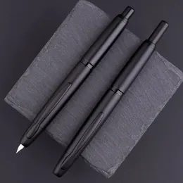 MajooHn A1 Press Fountain Stift einsensvoller EF NIB 0,4 mm Metall Matt Black Writing Ink Stift mit Konverter für Schüler Geschenke 240417