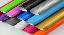 Verschiedene Farben 3D Carbon Faser Vinyl Wrap Sticker Air Bubble Car Bike Air Freisetzungsauto -Bootstisch abdecken 152 x 30 mroll4111751