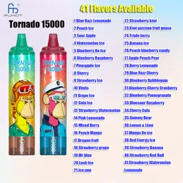 Origianl Randm FUMOT Tornado 15000 Pufos 15k Vape descartável 41 Sabores com bateria e óleo Visor 25ml POD Bateria recarregável