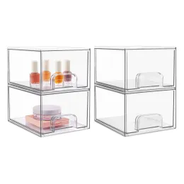 Organisation Stapble Makeup Organizer Storage Drawers, Acryl Badrumsarrangörer, Clear Plastic Storage Bins for Vanity, Home Organization