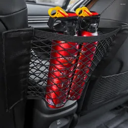 Storage Bags Car Seat Elastic String Net Bag With Magic Sticker For Rear Mesh Cage Universal Auto Back Organizer