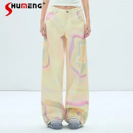 Frauenhosen Overalls Kleidung Sommer Amerikanische Modemarke-Hosen Star Rendering Graffiti Design Sense Casual Lose Wide Bein