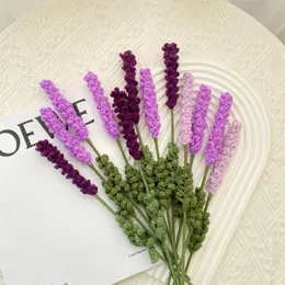 Handknited Crochet Lavender Artificial Flowers Buquet Domowe gotowe domowe domowe dekoracje prezenty