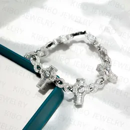 Hiphop Men Faction Dewelry Jewelry Sterling Silver 925 Iced Out VVS Baguette Moissanite Diamond Beadered Bracelet Men