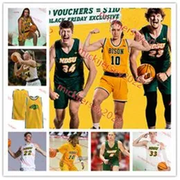 North Dakota State Bison Jersey 0 Eli Bradley 5 Jeremiah Burke 40 Mark Nikolich-Wilson NDsu 농구 유니폼 사용자 정의 스티치