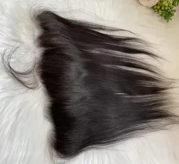 Cabelo frontal de renda suíça transparente Cabelo humano 13x4 nós branqueados Virgem Corramento reto Onda profunda1473973