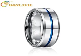 Anelli di nozze Bonlavie 8mm larghezza anello in carburo di tungsteno 23 mm di colore in acciaio spesso groove lucido angolato maschile angolato anello15814430