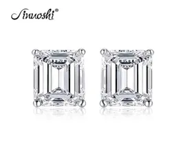 AINUOSHI Fashion 925 Sterling Silver Emerald Cut 8x10mm CZ Stud Earrings 3CT Silver Stud Earring Women Wedding Party Jewery Gift Y7233987