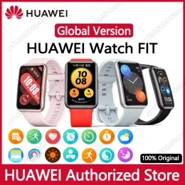 Tillbehör Huawei Watch Fit Smart Watch GPS 1.64 '' AMOLED Global Version Spo2 10 Days Battery Life GPS 24 Hour Elegant Frosty White