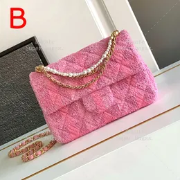 10A مرآة الجودة الفاخرة Mini Flip Pack 19.5cm Pearl Rope Crossbody Bage Sheeping Chain Bag مع صندوق YC408