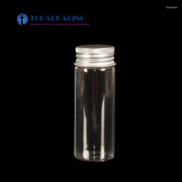 Speicherflaschen 100pcs 40 ml Glas Wunschflasche leer flüssiger kosmetischer Behälter Clear Aluminium Schraubkappe Probe Parfüm nachfüllbar 30