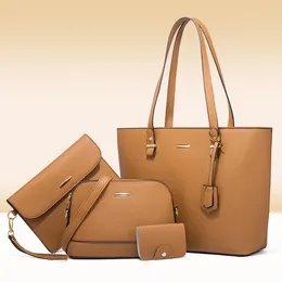 Akşam çantaları 4pcs/set 2024 kadın çanta çanta moda trend katı crossbody büyük kapasiteli tote omuz kadınlar için