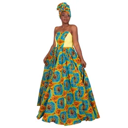 Afrikanische Frauenkleid traditionelle Kleidung trägerloser großer Rock Saum Dess Frauen gedruckt Long Dkirt Wy1805