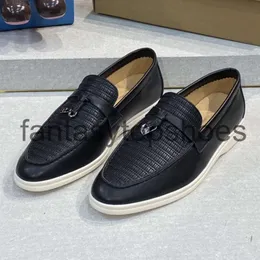 Loro Piano LP Scarpe autentiche in pelle Casual Vintage Black piatto Branchetti Designer di lusso Designer Luxury One Step Lazy Lazy Lazy Sole morbido Scarpe da donna grandi scarpe da donna Grandi Scarpe da donna