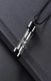 IJD9400 tratt presentförpackning svart färg timglas kremation halsband aska hållare minness smycken rostfritt stål locket fune9520709