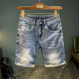 Sommer Herren Denim Shorts2024Anal Thin High-End und Mode gedruckte kurze Hosen Modemarke Casual Blue Shorts 240415
