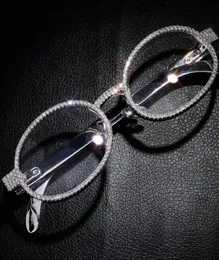 FOLEFULL GEMSTONE METAL Frame Glasses Gold Silver Bling Glass för män Kvinnor Bling Rapper Jewelry4842506