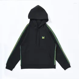 Moletons masculinos lazer y2k de alta qualidade agulhas de capuzes de borboleta bordada lateral sweater casual