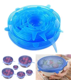 6pcsset silicone elastico aspirazione PESCE cucina utensili da cucina riutilizzabili mantenimento fresco avvolgente coperchio per coperchio per coperchio del coperchio del coperchio del coperchio universale 5108910