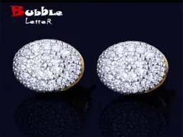 8MM Gold Color Small Round Stud Earring AAAA Cubic Zircon Screw Back Men Fashion Hip Hop Jewelry 2207216662469