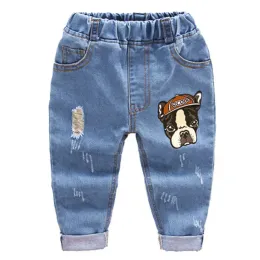 Barcos 2021 moda crianças jeans meninos desenho animado calça de calça bebê garotas moer orifícios jeans infantil roupas de outono de primavera 26 anos