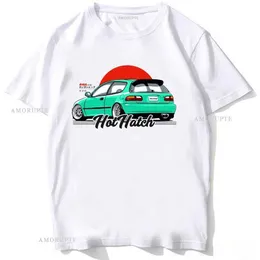 Männer T-Shirts Civic EG Hothatch 90er Angriff T-Shirt Neue Sommer Männer Kurzer Slve Hip Hop Sport lässig weiße Tops JDM Typ R Liebhaber Mann TS T240425