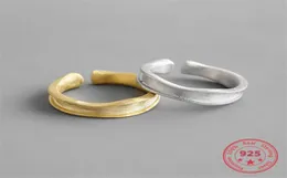 Unik 925 Sterling Silver Ring med oregelbunden konkav och konvex ytmatt draglinje Fashion Simple Personality Jewelry Clusta6671555