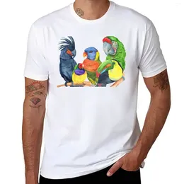 Men's Suits A1176 Bird Watercolor Toucan Finch Lory Cockatoo Macaw T-Shirt Kawaii Clothes Custom T Shirts Cute Tops Shirt Men