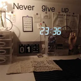 Relógios da mesa de mesa 3D LED de relógio digital Deco deco brilho no modo noturno ajustável Mesa eletrônica Relógio Relógio da parede Decoração da sala de estar LED Relógio