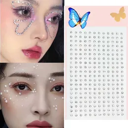 Tattoo Transfer Face Rhinestones for Makeup Temporary Facial Jewels Stickers Crystal Tear Gem Stones Pearl for Festival Party Make up Accessory 240427