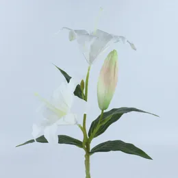 Decorative Flowers Unique 4 Colors Long Lasting PVC Bright-colored 3 Heads Lilies Artificial Flower Durable