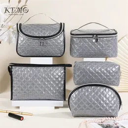 Cross-border Storage Bag Portable Pvc Silver Rhombus Toiletry Bag Waterproof Cosmetic Bag Travel Cosmetics Storage Bag