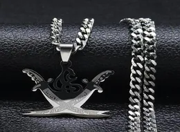 Anhänger Halsketten Arabisch Retro Imam Ali Schwert Muslim Islam Messer Edelstahl Halskette Frauen Frauen Silber Farbe Schmuck N4517S08814088