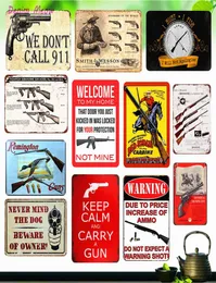 Vintage Gun Warning Plaque Beware of The Owner Metal Tin Signs Shabby Chic Wall Art Poster Coffee Bar Pub Club Home Decor WY185783534